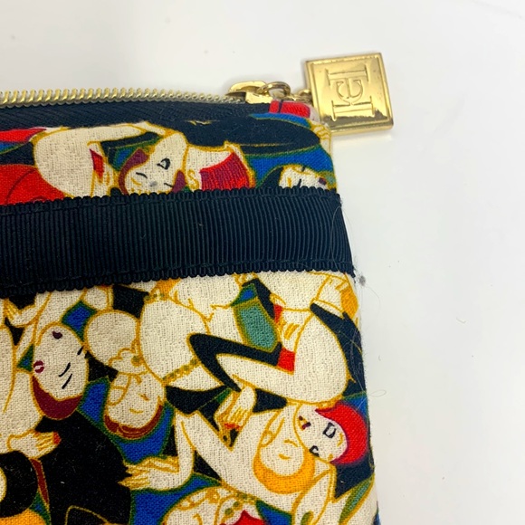 Neiman Marcus | Artsy Canvas Pouch | Carolina Herrera Design Zipper Envelope Bag - Picture 4 of 8